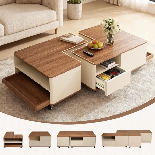 Large Wood Farmhouse Convertible Coffee  Table