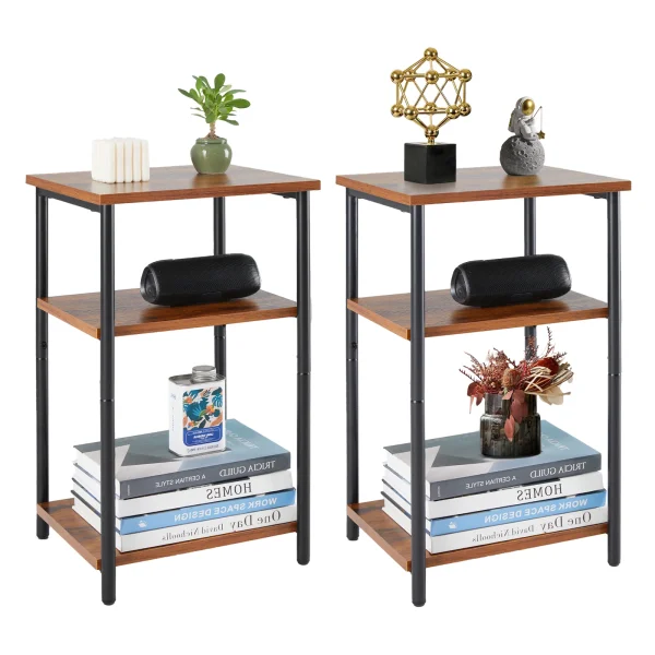 2/3-Tier End Table Side Tables w/ Adjustable Feet