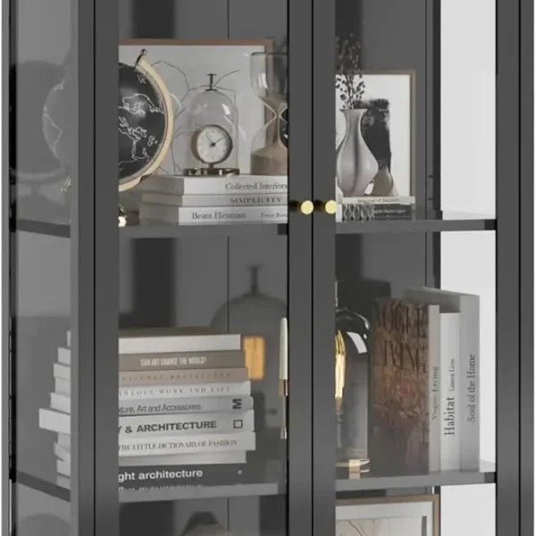 Four Tier Curio Cabinet With Tempered Glass Doors