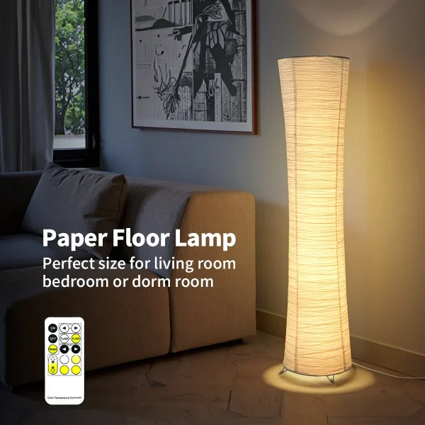Paper floor lamp with LED light strip