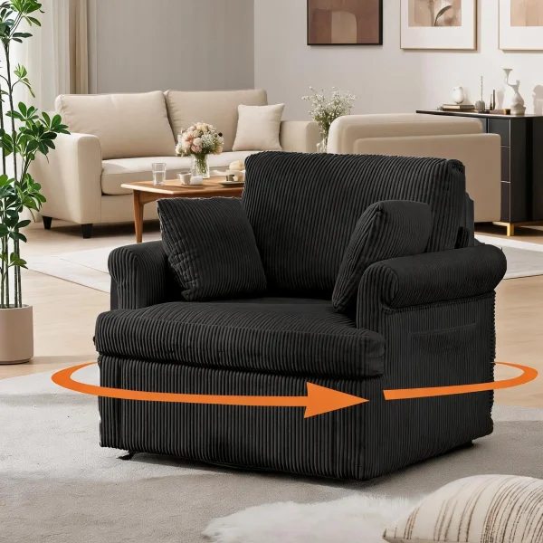 Mid Century 360 Corduroy Swivel Armchair