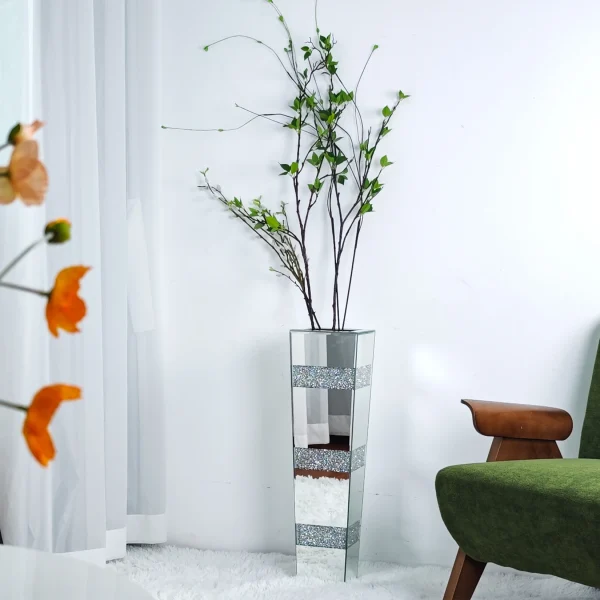 Mirrored Crystal Diamond Decor Vase