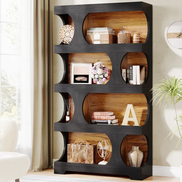 71" Tall 4-Tier Decorative Bookshelf
