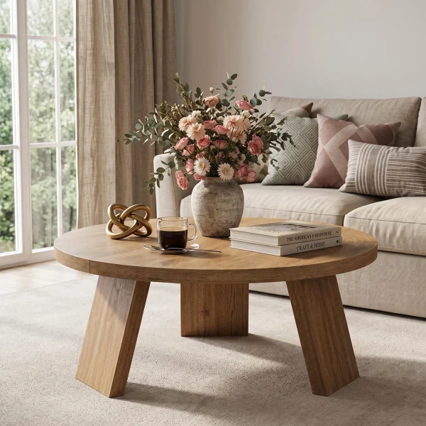 Modern Center Table With Wood Grain Top
