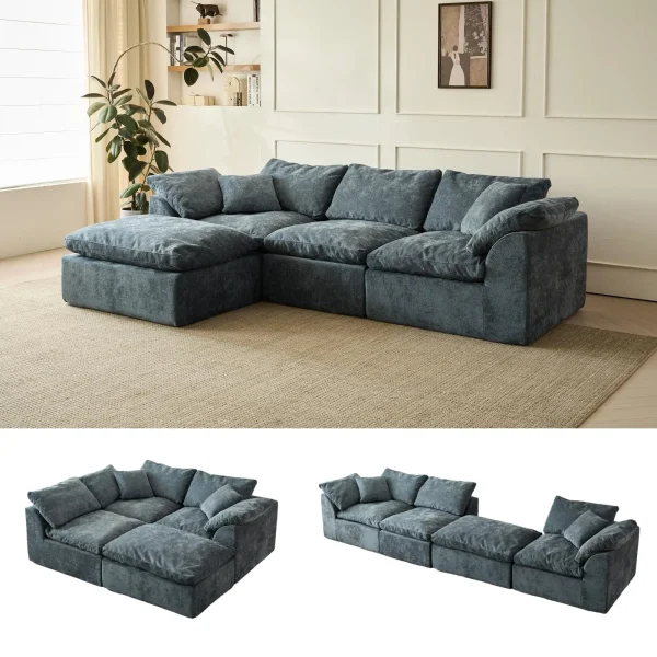 109" Modern Cloud Modular Sectional with Ottoman