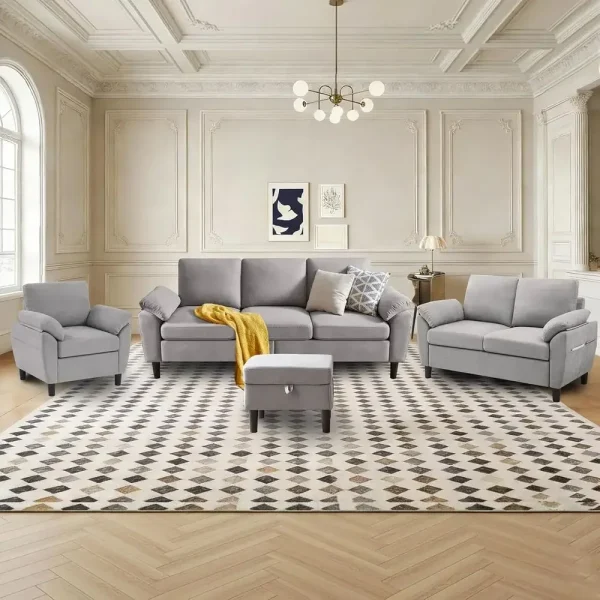 4-Piece Convertible Sectional Sofa Set