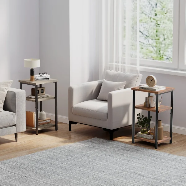 Set of 2 Living Room Tables Adjustable Feet