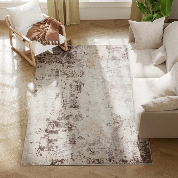 Distressed Non-Slip Modern Abstract Rug