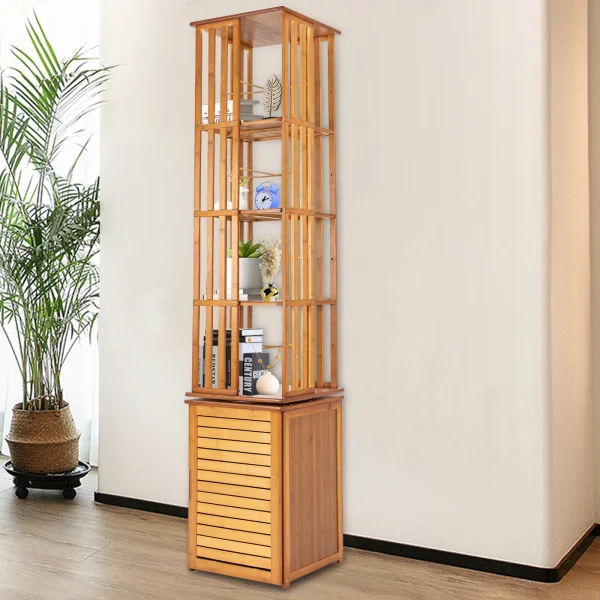 6-Tier Corner Waterproof Bamboo Book Shelf